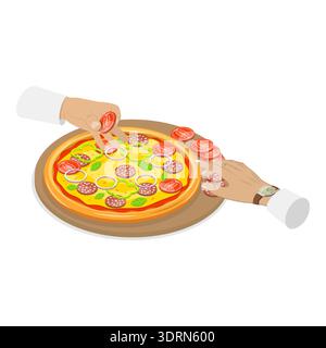 3D Isometrischer flacher Vektor Set von kulinarischen Stockfoto