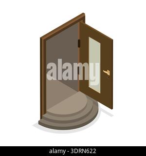 3D Isometrischer flacher Vektor Satz Türen Stockfoto
