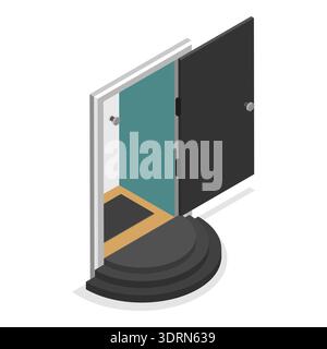 3D Isometrischer flacher Vektor Satz Türen Stockfoto