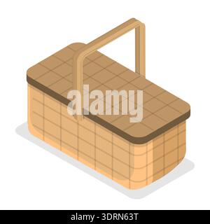 3D Isometrischer flacher Vektor Set von Körben Stockfoto