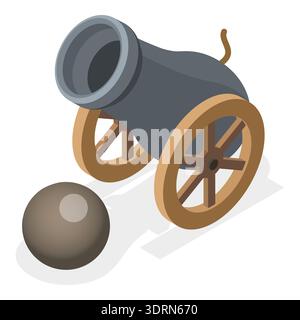 3D Isometrischer flacher Vektor Set von Piratenausrüstung Stockfoto