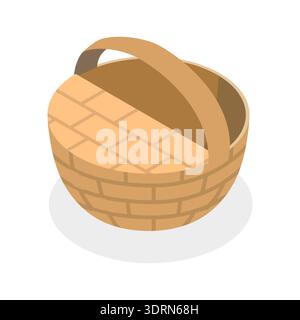 3D Isometrischer flacher Vektor Set von Körben Stockfoto