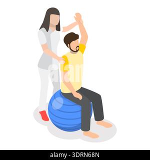 3D Isometrischer Flachvektor konzeptuelle Illustration eines Physiotherapeuten Stockfoto