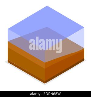 Isometrischer 3D-Flachvektorsatz mit verschiedenen Bodenschichten Stockfoto