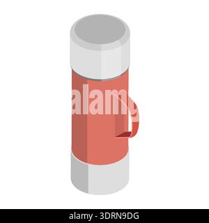 Isometrischer 3D-Flachvektor-Satz Thermose Stockfoto