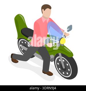 3D Isometrischer Flat Vector Satz von Motorrädern Stockfoto
