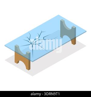 Isometrischer flacher Vektor 3D-Satz von gebrochenen Möbeln Stockfoto