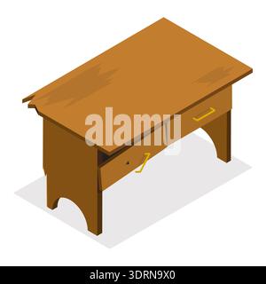Isometrischer flacher Vektor 3D-Satz von gebrochenen Möbeln Stockfoto