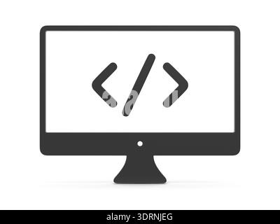 Code auf dem Symbol für Programmierung und Entwicklung des Monitors Stockfoto