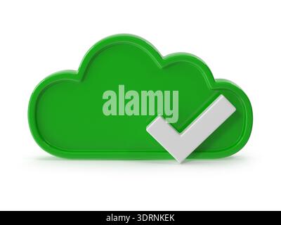 Cloud Computing Success Green Cloud mit Häkchen Stockfoto
