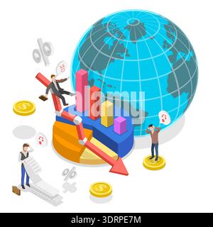 Isometrischer abgewickelter 3D-Vektor, Illustration eines Materialfehlers Stockfoto