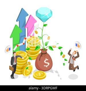 3D Isometrischer flacher Vektor-Illustration von Vermögen Stockfoto