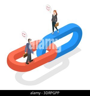 Isometrischer flacher 3D-Vektor, Illustration der Partnerschaft Stockfoto