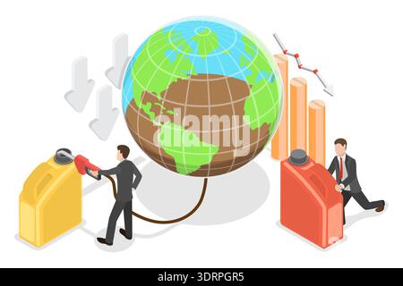 Isometrischer flacher 3D-Vektor-Illustration der Ressourcenabschöpfung Stockfoto
