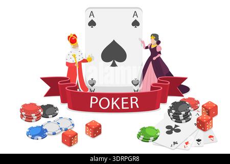 3D Isometrischer flacher Vektor Illustration von Poker Stockfoto