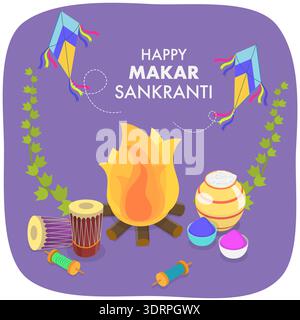 3D Isometrischer flacher Vektor Illustration von Makar Sankranti Stockfoto