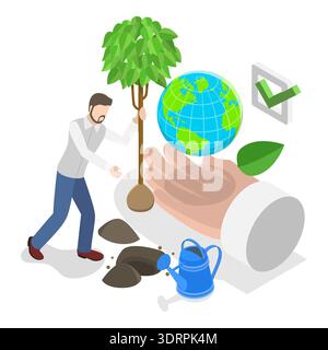 3D Isometrische flache konzeptionelle Darstellung von CSR - Corporate Social Responsibility Stockfoto