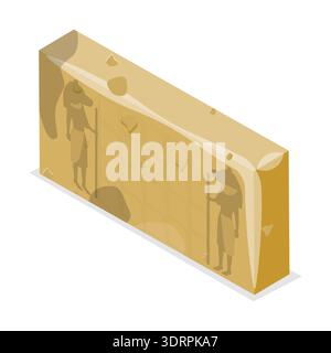 3D Isometrischer flacher Vektorsatz mit ägyptischen Symbolen Stockfoto