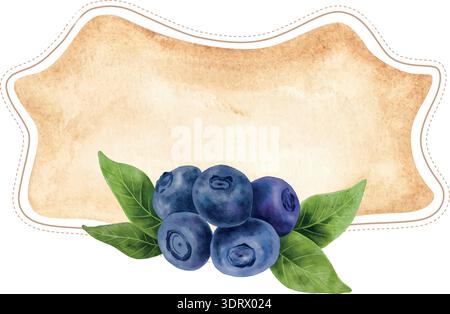Buntes Design-Element mit Blueberry-Logo im Vintage-Stil. Blaubeere Retro-Etikett Vektor-Illustration. Stock Vektor