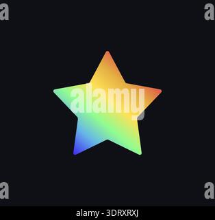 Regenbogenverlaufsstar-Ikone, verspielte Belohnung. Favoritenabzeichen bewerten, Bewertungen, Gamification, App-UI, Web-Promo, Kinderdesign. Vektorabbildung. Stock Vektor