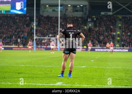 Hull, England, 20. Februar 2026 — Betfred World Club Challenge — Hull KR gegen Brisbane Broncos im MKM Stadium., Hull, England, Großbritannien – Reece Walsh verlor während des World Club Challenge Matches zwischen Hull KR und Brisbane Broncos im MKM Stadium. Stockfoto