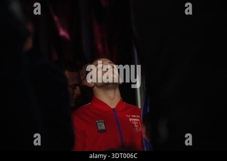Hull, England, 20. Februar 2026 – Mikey Lewis Pre-Game-Tunnel während des Betfred World Club Challenge-Spiels zwischen Hull KR und Brisbane Broncos im MKM Stadium. Quelle: Paddy Douglas/Alamy Live News Stockfoto