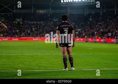 Hull, England, 20. Februar 2026 – Kotoni Staggs aus brisbane broncos während des Spiels der Betfred World Club Challenge zwischen Hull KR und Brisbane Broncos im MKM Stadium. Quelle: Paddy Douglas/Alamy Live News Stockfoto