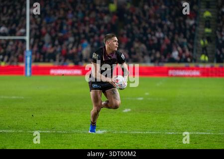 Hull, England, 20. Februar 2026 – Reece walsh spielt mit dem Ball während des Spiels zwischen Hull KR und Brisbane Broncos im MKM Stadium. Quelle: Paddy Douglas/Alamy Live News Stockfoto