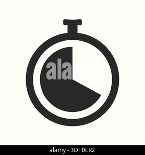 Minimales Stoppuhrsymbol mit auffälligem schwarzem Design, das Zeitmanagement, Produktivität, Termine und effiziente Leistungsverfolgung symbolisiert. Stock Vektor