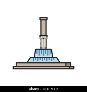 Stadtbrunnen mit zentraler Säule und kaskadendem Wasser in flachem Stil. Vektorabbildung. Objekt auf weißem Hintergrund isoliert. Stock Vektor