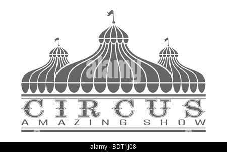 Das Zirkuszelt. Das Emblem des Zirkus. Ein farbenfrohes Symbol für einen Vergnügungspark, Karneval, Abendshow oder Party Stock Vektor