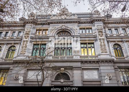 Madrid, Spanien - 22. Januar 2019: Fassade des Hauptsitzes der Bank of Spain in der Hauptstadt Madrid Stockfoto