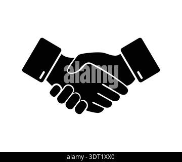 Set aus vier Handshake-Ikonen in verschiedenen künstlerischen Stilen, einschließlich Strichgrafik, einfarbiger Glyphe Stock Vektor