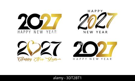Satz kreativer Symbole 2027 für Neujahrsfeier. Elemente des Grafikdesigns Stock Vektor