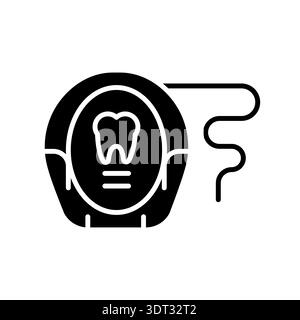 Schwarzes flaches Symbol für Dentalseide für digitale und gedruckte Projekte. PFAS-Produkt. Minimale bereinigte Symbole für Apps und Websites. Moderne einfache Symbole für UI UX und Stock Vektor