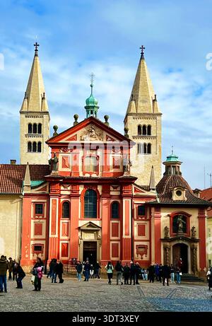 St. Georgs Basilika, Prager Burg, Kleinstadt, Prag, Tschechische Republik. Stockfoto