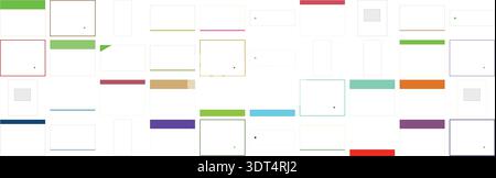 Farbenfrohe abstrakte geometrische Formen mit Punkten und Linien, die ein modernes grafisches Muster auf weißem Hintergrund bilden. Stock Vektor