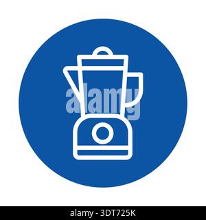 Ein moderner Küchenmixer mit schlichtem weißem Design auf leuchtendem blauem Hintergrund. Perfekt für kulinarische und gerätebezogene Inhalte. Stock Vektor