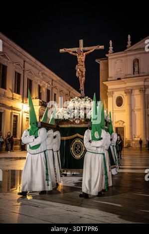 Fotografía Semana Santa Zaragoza 2025. 7 Palabras. Stockfoto