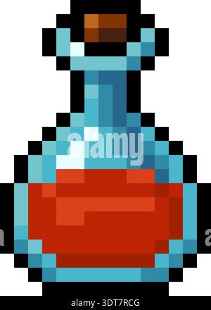 Pixel Art Gesundheit Trank Flasche Spiel Item Symbol Stock Vektor