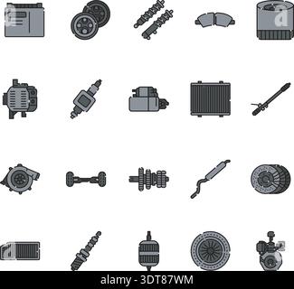 Schwarze Linie für autoteile. Vektor isoliertes Element.editierbare Kontur Stock Vektor