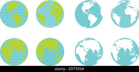 Symbole für den Minimalplaneten Erde. Bearbeitbare Kontur. Vektorgrafik. Für Website-Design, Logo, App, Vorlage, ui, usw. Stock Vektor