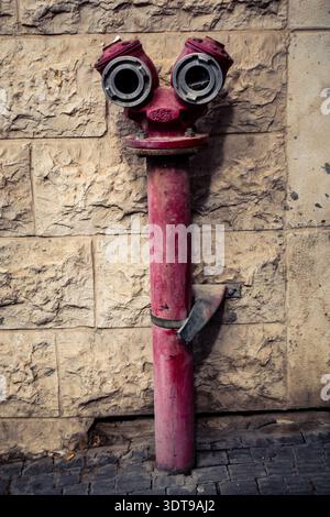 Jerusalem, Israel, 20. Februar 2026 auf den Bürgersteigen der Stadt installierte Außenhydranten für Rettungsdienste. Diese wesentlichen Sicherheitsmerkmale A Stockfoto