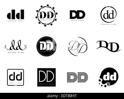 DD-Logo-Firmenvorlage. Buchstaben d und d. Setzen Sie mit Designelementen verschiedene klassische Serifenschriftarten und modernen, auffälligen Text. Anfängliche Schriftart Stock Vektor