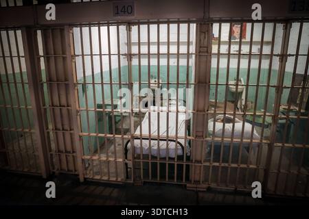 Alcatraz. Felseninsel in der San Francisco Bay. In der Zeit von 1934 bis 1963 eines der bekanntesten und berüchtigtsten Hochsicherheitsgefängnisse. Symbol für den amerikanischen Strafvollzug. Zellen. San Francisco, Kalifornien, USA, Vereinigte Staaten von Amerika, 03.02.2026 *** Alcatraz Rock Island in der Bucht von San Francisco von 1934 bis 1963 eines der bekanntesten und berüchtigtsten Hochsicherheitsgefängnisse Symbol des amerikanischen Strafsystems Zellen San Francisco, Kalifornien, USA, USA, 03 02 2026 Stockfoto