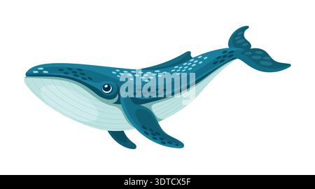 Zeichentrickfigur des Blauwals unter Wasser Stock Vektor