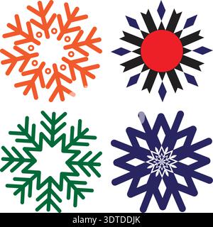Schneeflocken-Formen Setzen Symbole Für Die Weihnachtsdekoration Im Winter. Stock Vektor