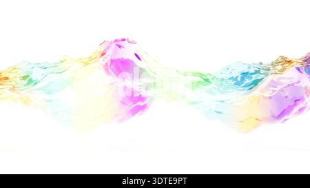 Farbglaswelle auf weißem BG 3D-Rendering Stockfoto