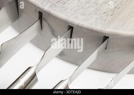 Ein Satz Küchenmesser in Nahaufnahme Stockfoto