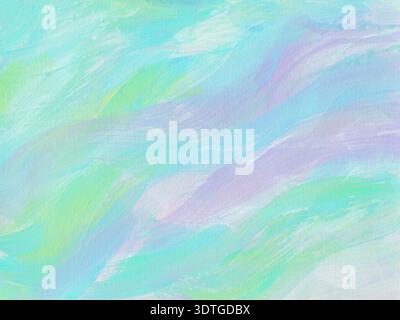 Weicher abstrakter Pastellhintergrund mit sanften Pinselstrichen in Blau-, Grün- und Violetttönen. Perfekt für Design, Kunstprojekte und kreative Vorlagen. Stockfoto